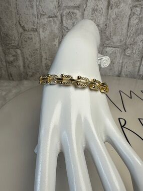 Gold Link Bracelet with Crystal Accents - Women Jewelry